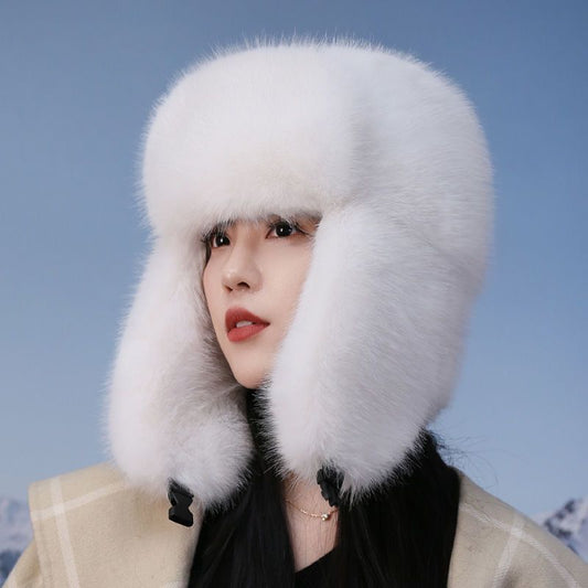 Casquette coupe-vent épaisse et chaude en fourrure Ushanka