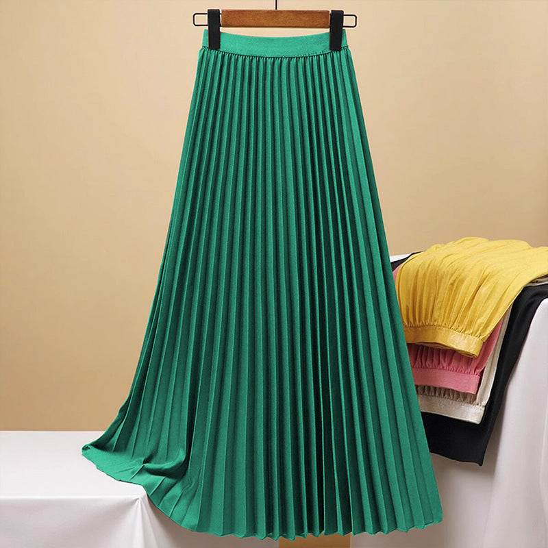Jupe plissée taille haute à la mode pour femme, couleur unie