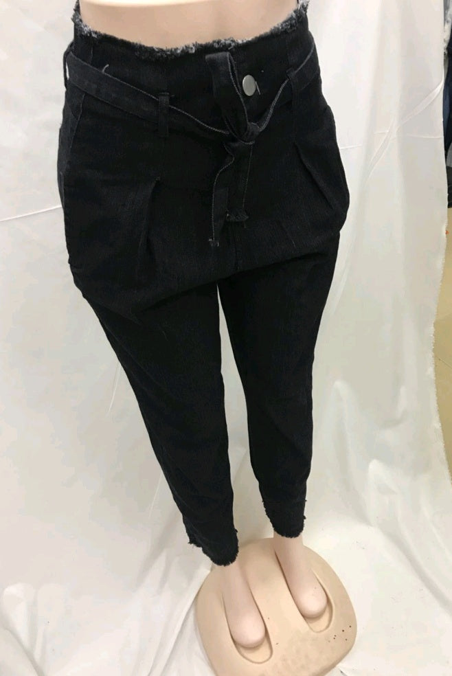 Pantalon crayon délavé taille haute