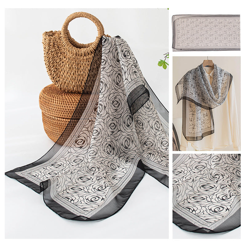 Foulard en soie imprimé pour femme en soie de mûrier