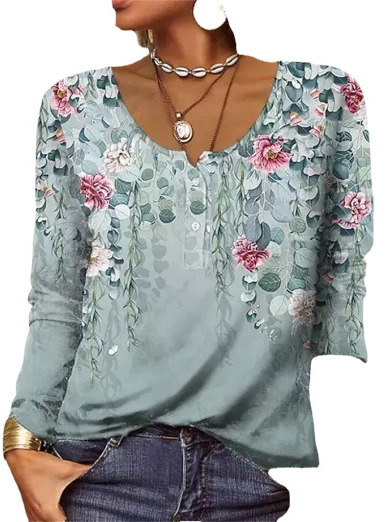 T-shirt ample imprimé floral géométrique femme
