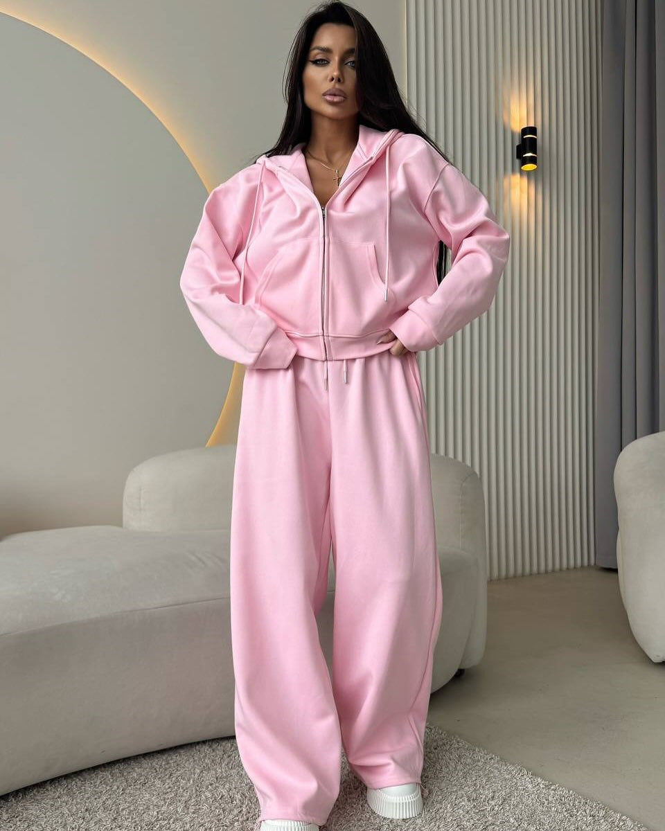 Ensemble deux pièces, sweat à capuche et pantalon à lacets