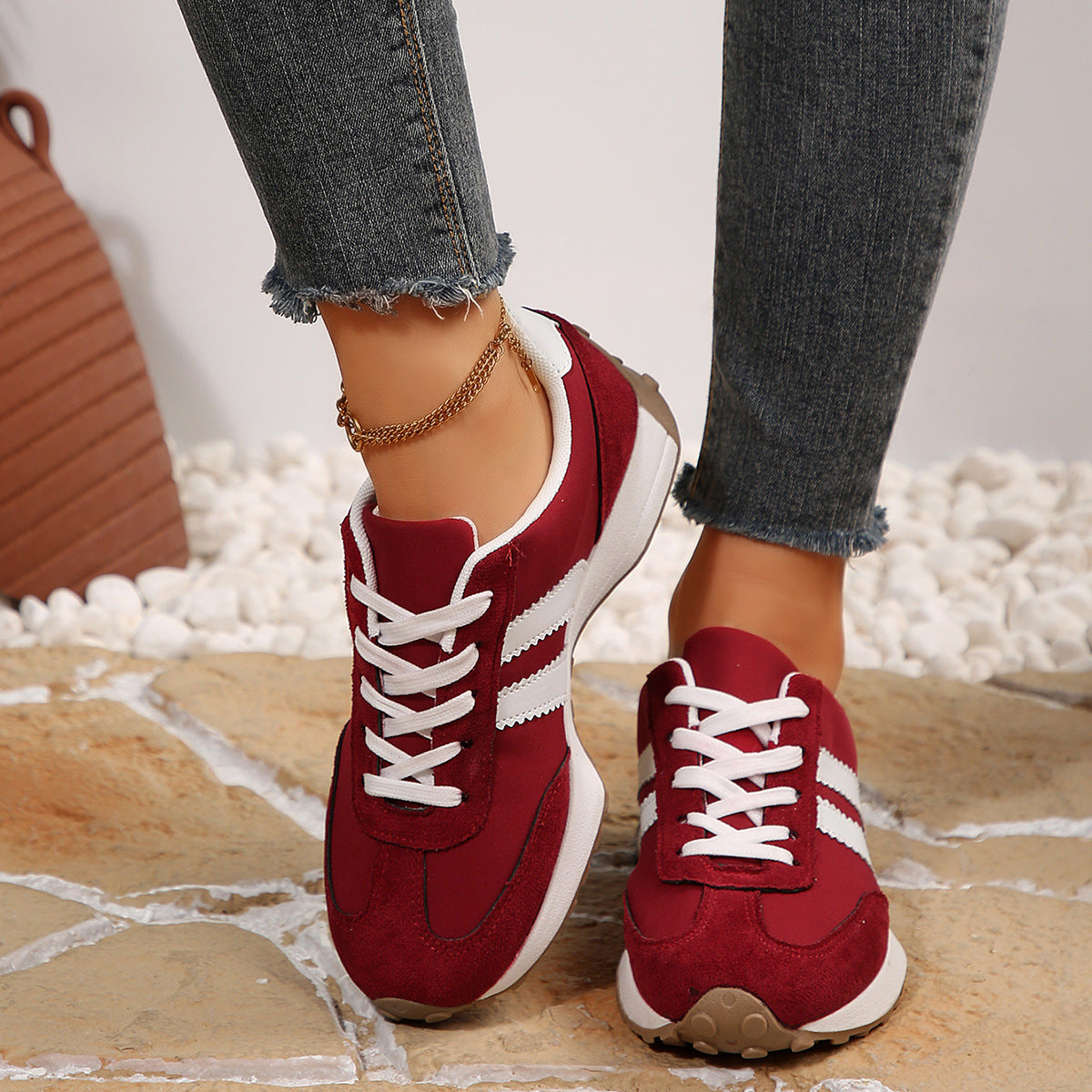 Chaussures décontractées à semelles épaisses style rétro