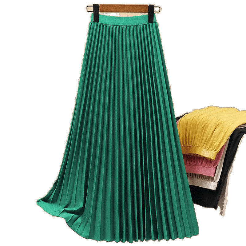 Jupe plissée taille haute à la mode pour femme, couleur unie