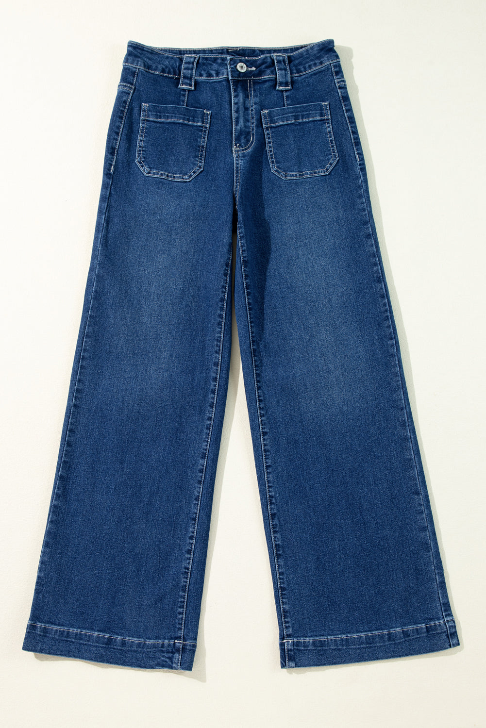 Jeans taille haute bleu