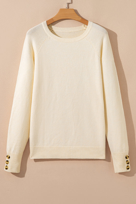 Pull d'équipage à manches d'évêque boutonnée blanche