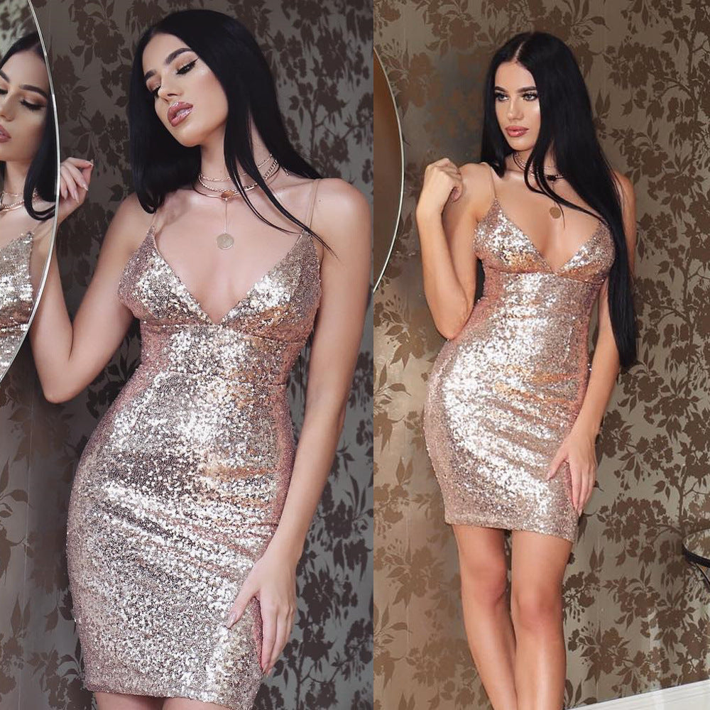 Robe à sequins à bretelles