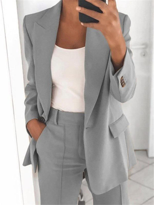 Costume blazer décontracté à boutons pour femme