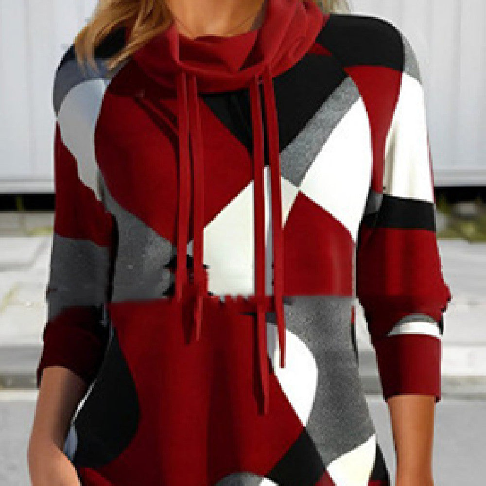 Pull à col roulé imprimé mode femme