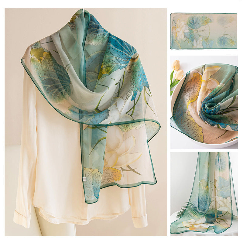 Foulard en soie imprimé pour femme en soie de mûrier