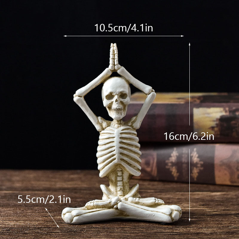 Décoration de bureau d'horreur d'Halloween, ornements en résine, modélisation de fonctionnalités, crâne de yoga, squelette