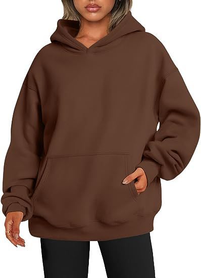 Sweat-shirt tendance uni, pull à capuche surdimensionné, vêtements pour femmes