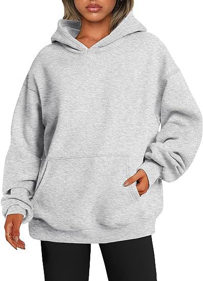 Sweat-shirt tendance uni, pull à capuche surdimensionné, vêtements pour femmes