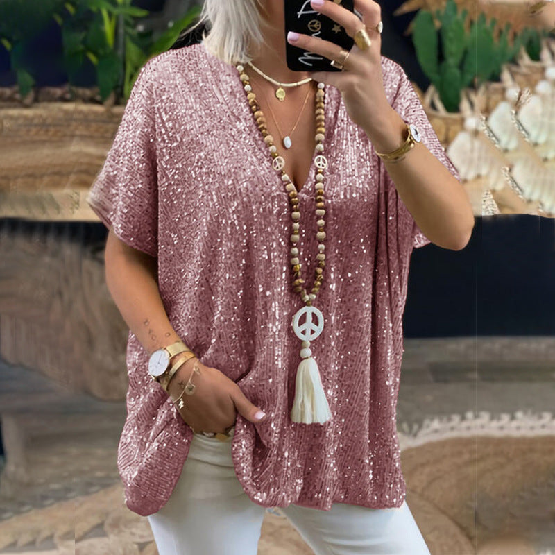 Pull ample à paillettes femme