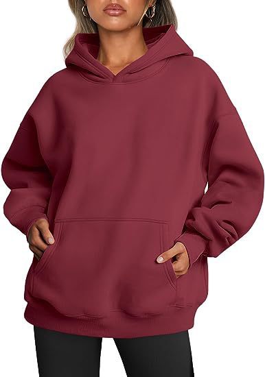 Sweat-shirt tendance uni, pull à capuche surdimensionné, vêtements pour femmes