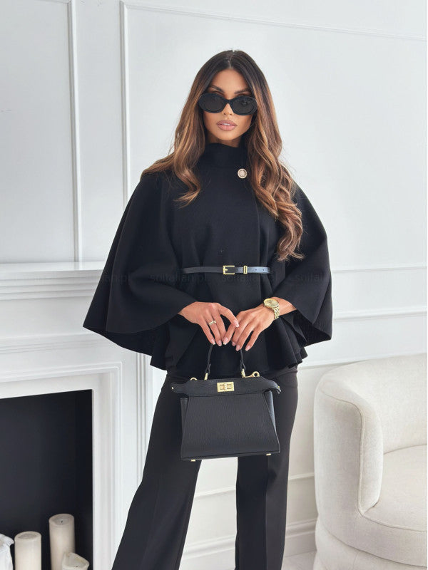Haut chauve-souris avec ceinture, veste tendance pour femme