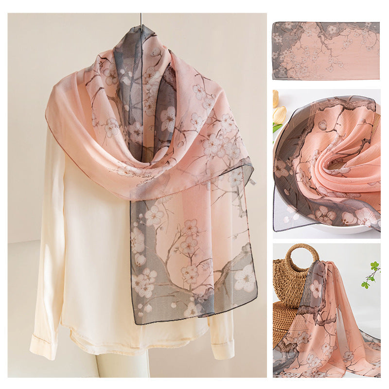 Foulard en soie imprimé pour femme en soie de mûrier