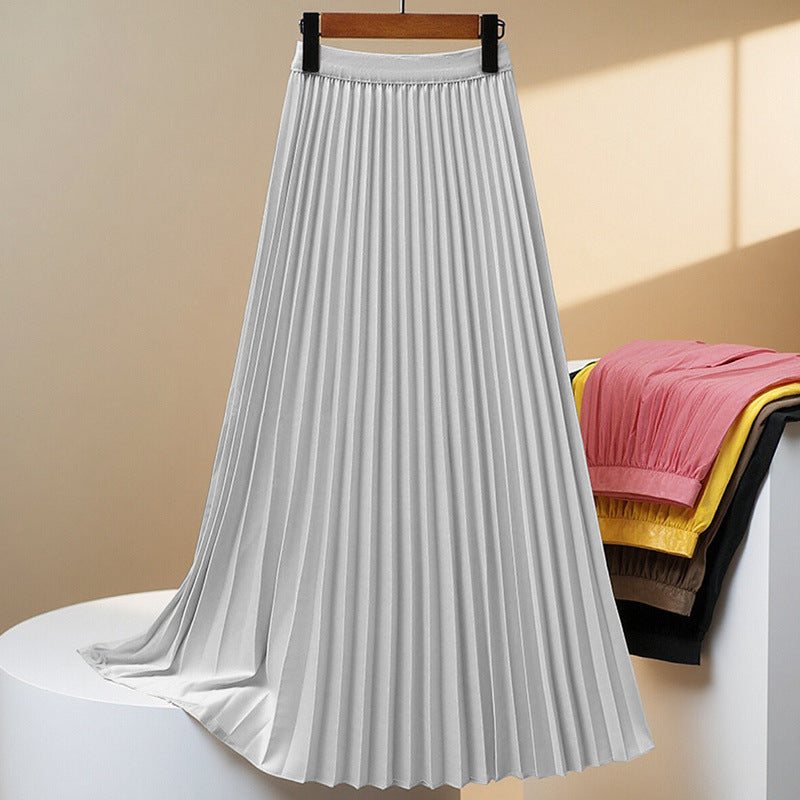 Jupe plissée taille haute à la mode pour femme, couleur unie