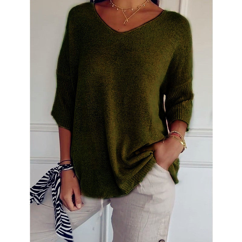 Pull décontracté  manches 3-4 pour femme
