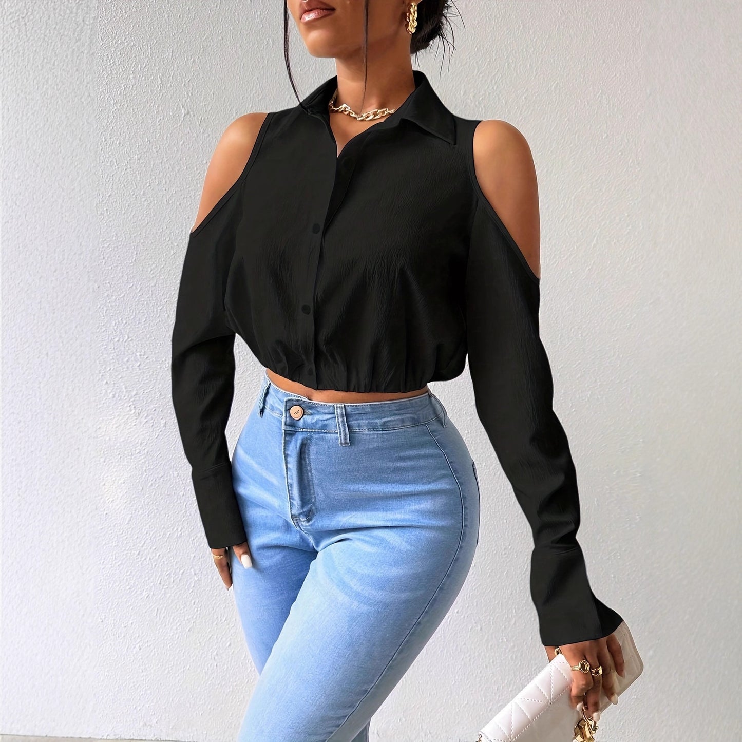 Blouse sophistiqué, épaule ouvert