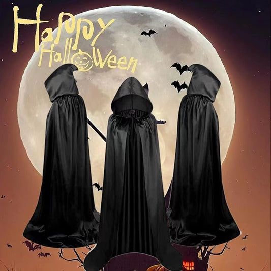 Cape d'Halloween pour enfants, cape de sorcier, cape à capuche, manteau noir, décoration de fête