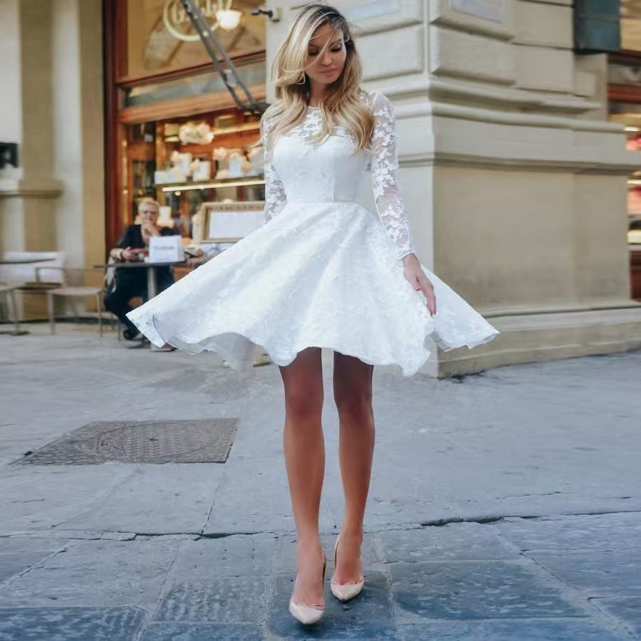 Robe de mariée blanche vintage en dentelle pour femme