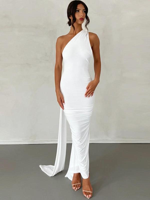 Robe moulante unie à col élingue pour femme