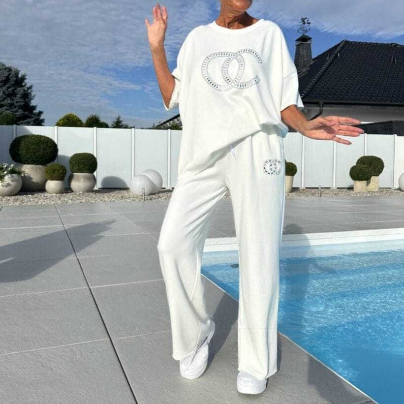 Ensemble 2 pièces décontracté pour femme, haut et pantalon