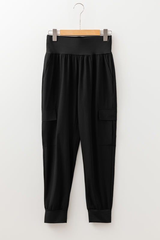 Pantalon de jogging de cargaison à rythme à la taille haute et à empoche élastique