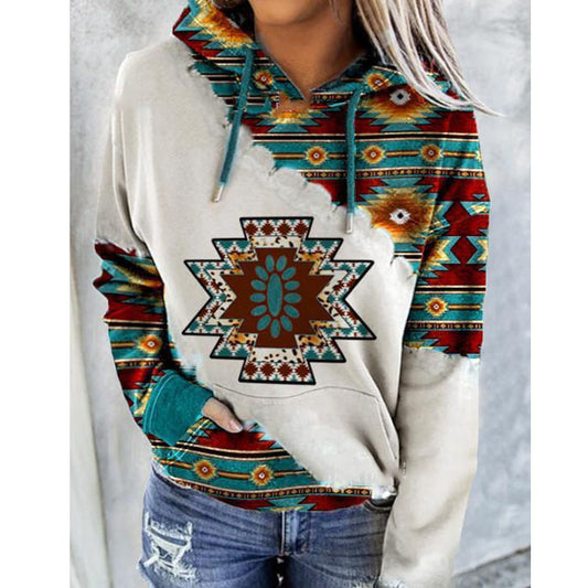 Pull imprimé style ethnique pour femme