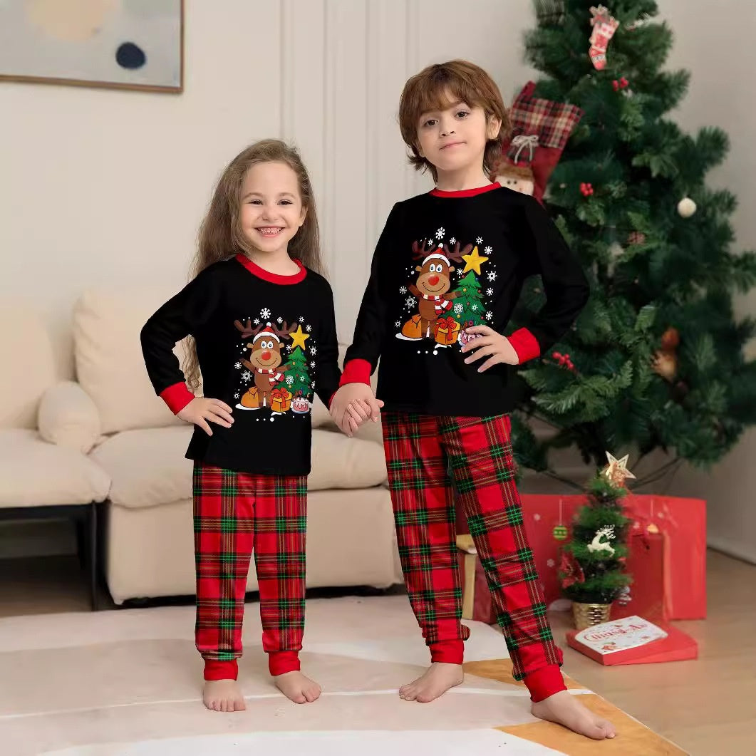 Robe de famille à carreaux motif cerf de Noël, mignonne et créative