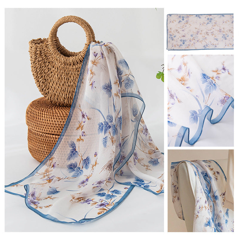 Foulard en soie imprimé pour femme en soie de mûrier