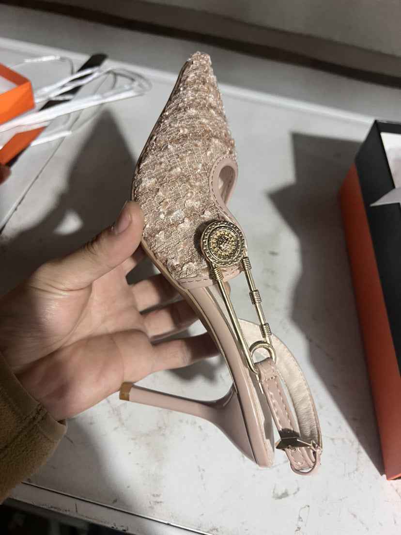 Sandales d'été à bout pointu et talons aiguilles pour femmes