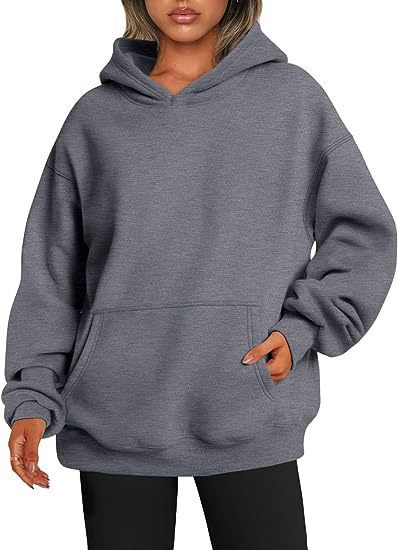 Sweat-shirt tendance uni, pull à capuche surdimensionné, vêtements pour femmes