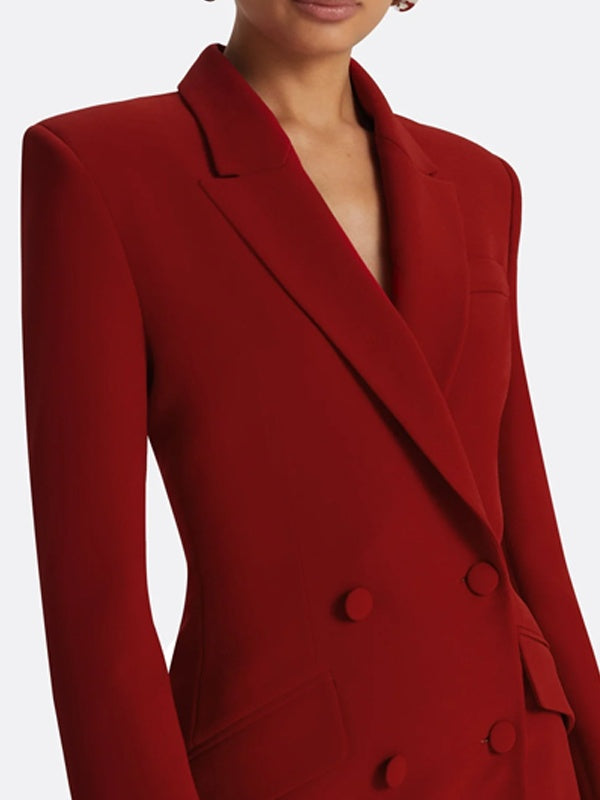 Costume 2 pièces rouge à double boutonnage avec blazer et pantalon