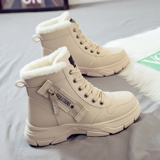 Bottes de neige chaudes doublées en polaire grande taille pour femmes