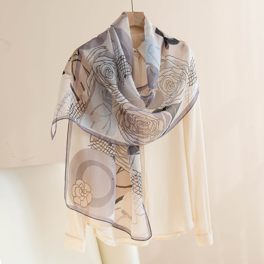 Foulard en soie imprimé pour femme en soie de mûrier