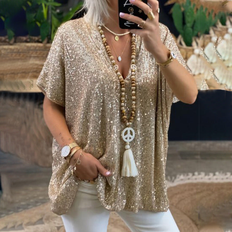 Pull ample à paillettes femme