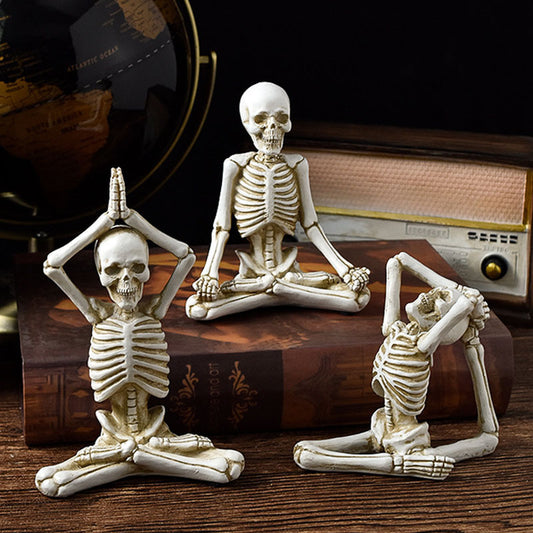 Décoration de bureau d'horreur d'Halloween, ornements en résine, modélisation de fonctionnalités, crâne de yoga, squelette