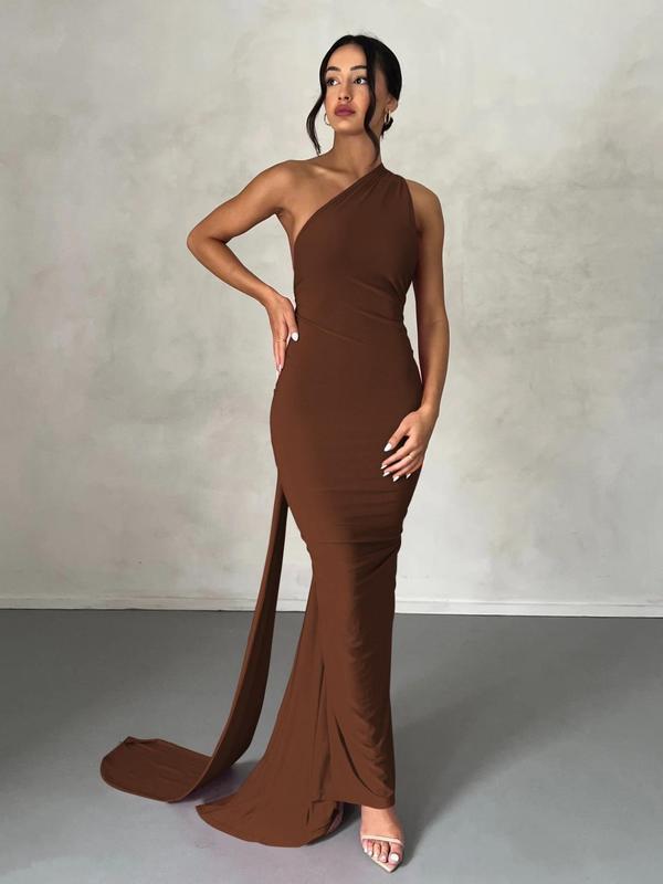 Robe moulante unie à col élingue pour femme