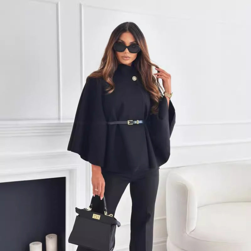 Haut chauve-souris avec ceinture, veste tendance pour femme