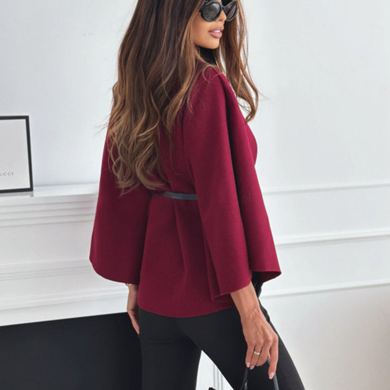 Haut chauve-souris avec ceinture, veste tendance pour femme