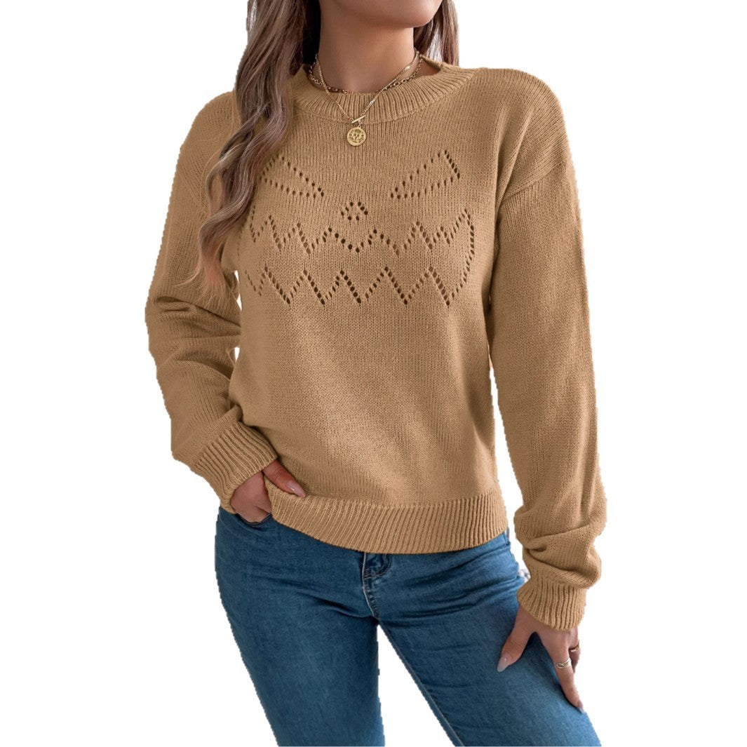 Pull à manches longues lanterne ajourée pour Halloween