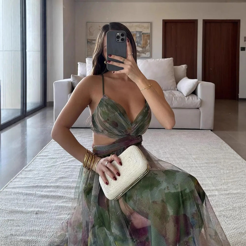 Robe de soirée imprimée en maille