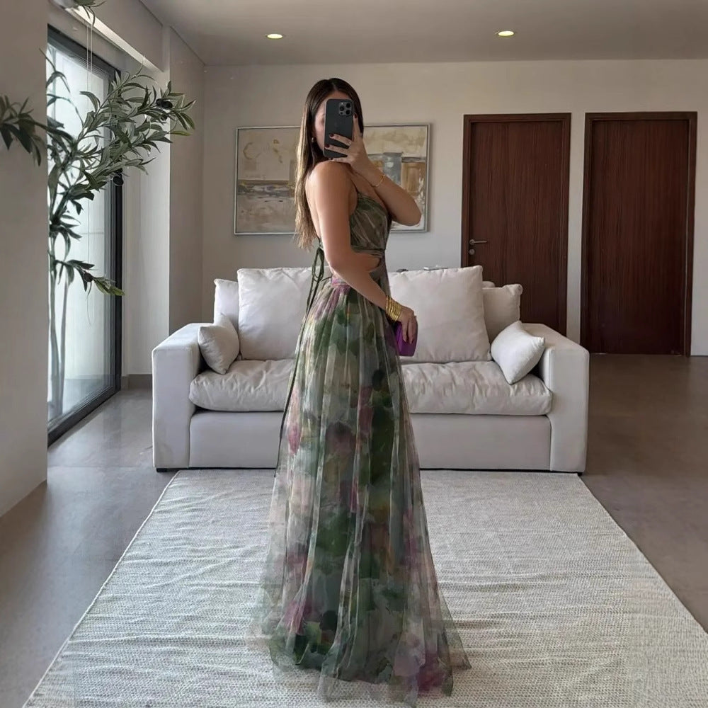 Robe de soirée imprimée en maille