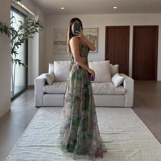 Robe de soirée imprimée en maille
