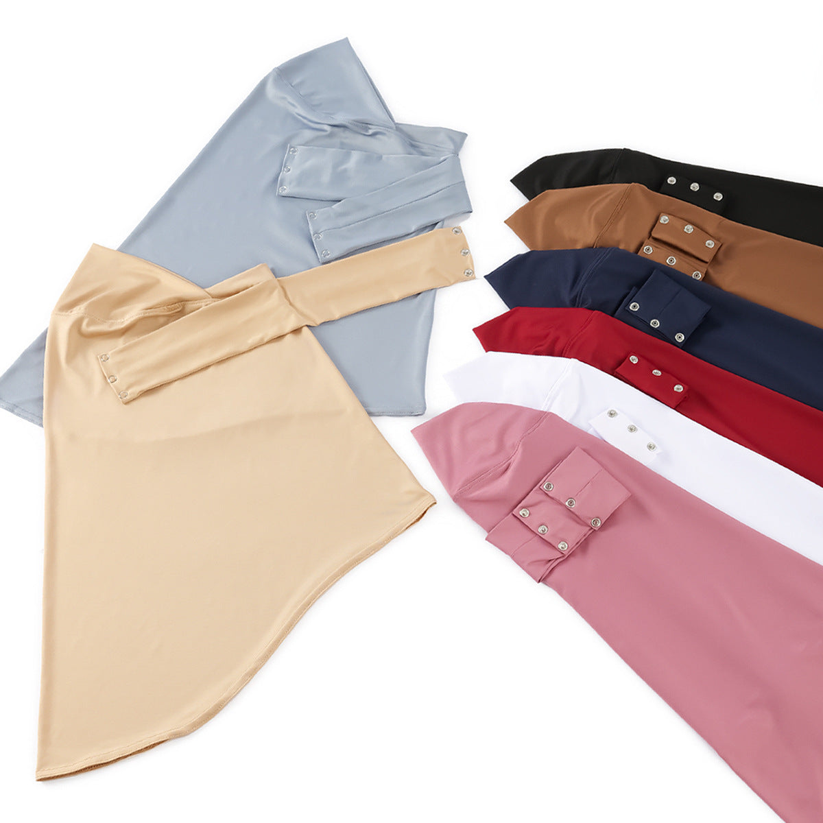 Nouveau foulard pour femme avec fermeture à bouton sous le menton