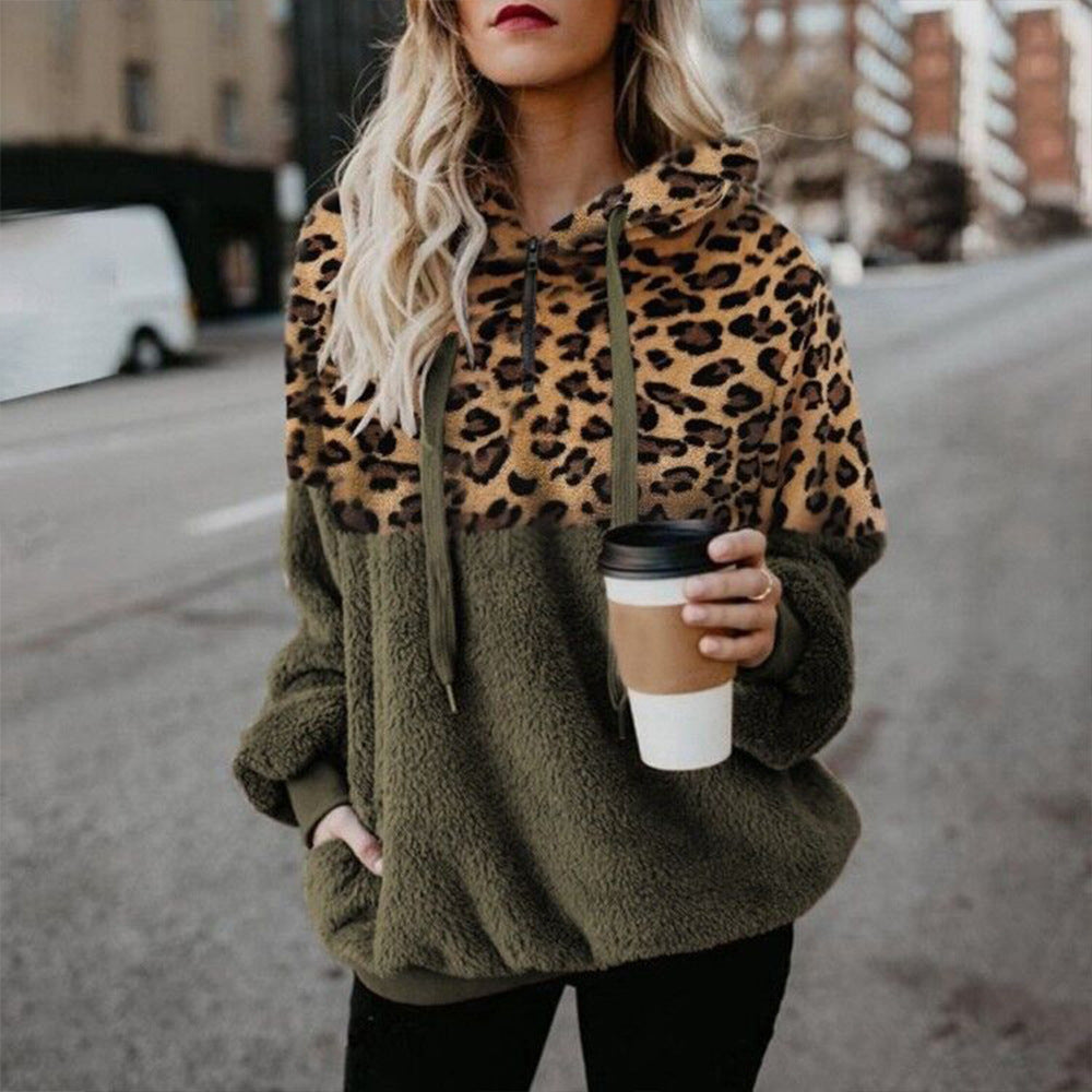 Pull à capuche  léopard, femmes