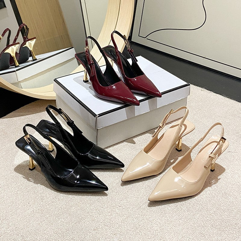 Sandales à talons aiguilles, bout pointu, talon ouvert et bout fermé, style féerique