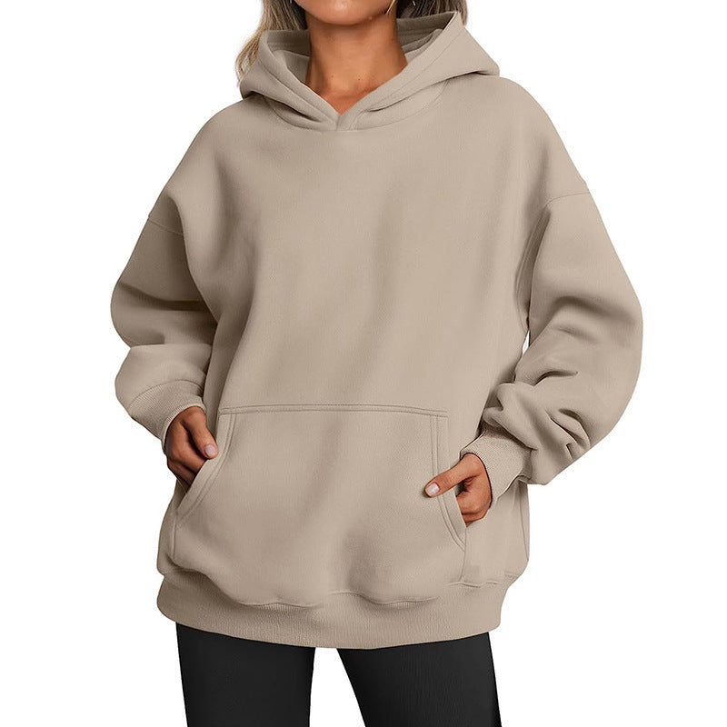 Sweat-shirt tendance uni, pull à capuche surdimensionné, vêtements pour femmes